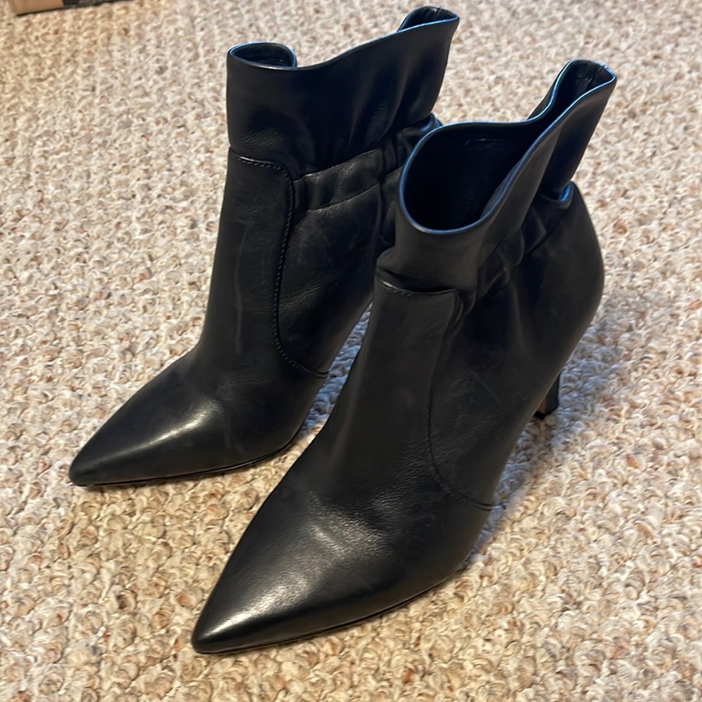 Vince Camuto Black Leather Bootie, size 8.5. Worn once. Excellent condition.
